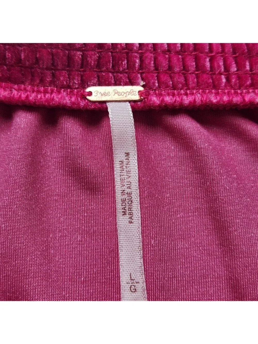 Free People Terese Pink Velvet Crop Puff Sleeve Top Soft Cozy Boho Festival Glam - Picture 7 of 11